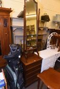 Four drawer pedestal chest and cheval mirror