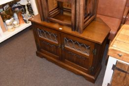 Old Charm leaded glazed and linen fold panel two door entertainment unit