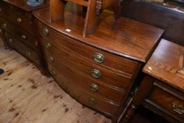 19th Century mahogany bow front chest of four long drawers