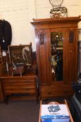 Late Victorian walnut mirror door wardrobe and dressing table and Victorian walnut double bedstead