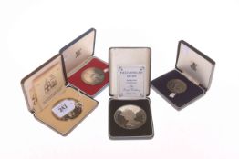 Four boxed silver Royal Mint medallions/coins, gross 14.