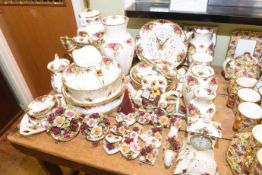 Large collection of Royal Albert Old Country Roses, over fifty pieces including vases, telephone,