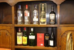 Eleven bottles of various spirits including three Smirnoff, Lambs Navy Rum, Gordons Gin,