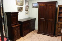 Barker & Stonehouse Grosvenor mahogany bedroom suite comprising two-door combination wardrobe,