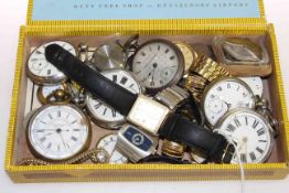 Box of wristwatches, pocket watches,