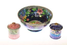 Maling bowl and two Maling preserve pots