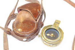 WWI Verners pattern brass compass in leather case