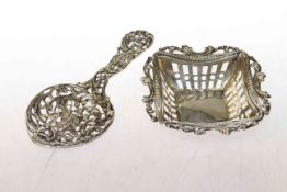 William Comyns silver pierced spoon and a silver trinket dish (2)