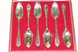 Set of six silver grapefruit spoons