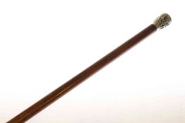 Unmarked silver mounted walking cane