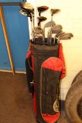 Golf club and clubs including five woods and set of Ping irons