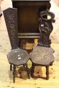Two Victorian carved oak spinning chairs