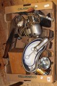 Wood planes, boxed microscope, lamp, medical equipment,