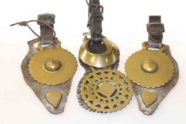 Three leathers of horse brasses