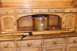WITHDRAWN Brass and copper log bucket, hunting horn,
