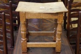 Squirrelman oak dish-top stool,