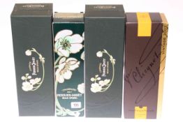 Four bottles of champagne including three Louvel Fontaine in Perrier Jouet boxes and Veuve
