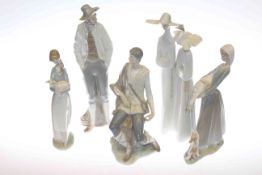 Five large Lladro figures