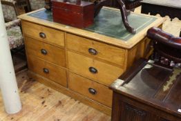 Early 20th Century golden oak and gilt-tooled leather inset partners desk,