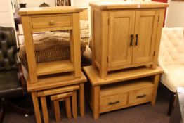Oak two door cupboard, television stand,