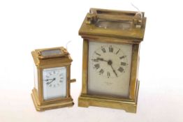 Two brass carriage clocks