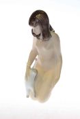 Royal Dux figure of a female nude with cat