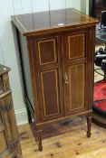 Fine quality satinwood inlaid mahogany music cabinet, stamped no.