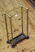 Late Victorian brass and cast iron stick stand