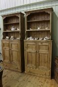Large pair of custom made pine bookcase cabinets, 244cm high, 103.