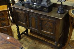 Small carved oak dresser base, early 20th Century, in 17th Century style,
