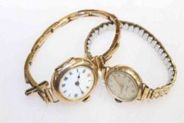 Two 9 carat gold cased watches