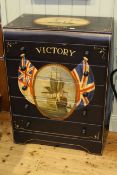 Chest of drawers, painted with 'Victory',