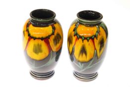 Pair of Poole 'Wild Poppy' vases