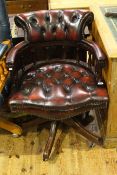 Ox blood deep buttoned leather desk chair