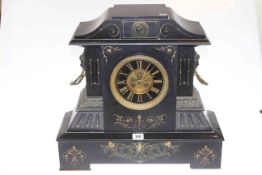 Large late Victorian slate mantel clock