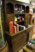 Early 20th Century oak dresser and rack in 18th Century style,