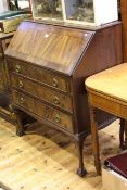 Chippendale style fiddleback mahogany bureau, with ball and claw feet, 89.
