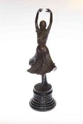 Modern bronze of an Art Deco dancing lady