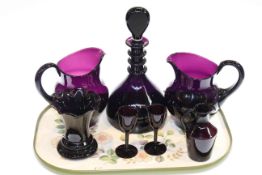 Collection of amethyst glass including decanter