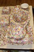 Collection of James Kent chintz china including teapot, toast rack, butter dish, bowls,