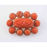 A CORAL BROOCH, circa 1880,