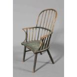 A YORKSHIRE GREEN PAINTED WINDSOR CHAIR, LATE 18TH/EARLY 19TH CENTURY, with comb back,