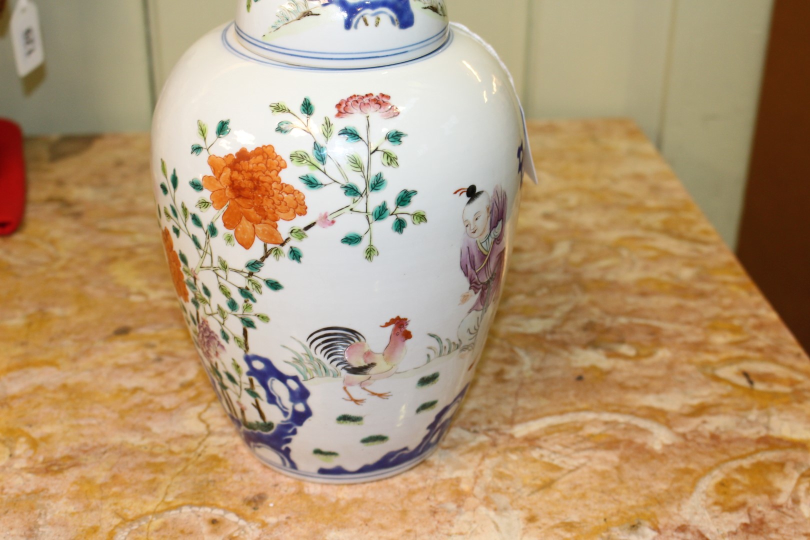 A CHINESE FAMILLE ROSE "CHICKEN" VASE AND COVER, - Image 6 of 9