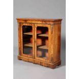A VICTORIAN GILT-METAL MOUNTED, INLAID AND BURR WALNUT BOOKCASE,
