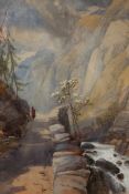 JAMES BURRELL SMITH (1822-1897), FIGURE ON A PATH BY A RIVER, signed and dated 1853 lower left,