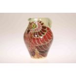A SALLY TUFFIN FOR DENNIS CHINA WORKS OWL JUG, impressed and painted marks,