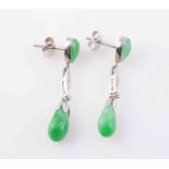 A PAIR OF JADEITE AND DIAMOND EARRINGS,