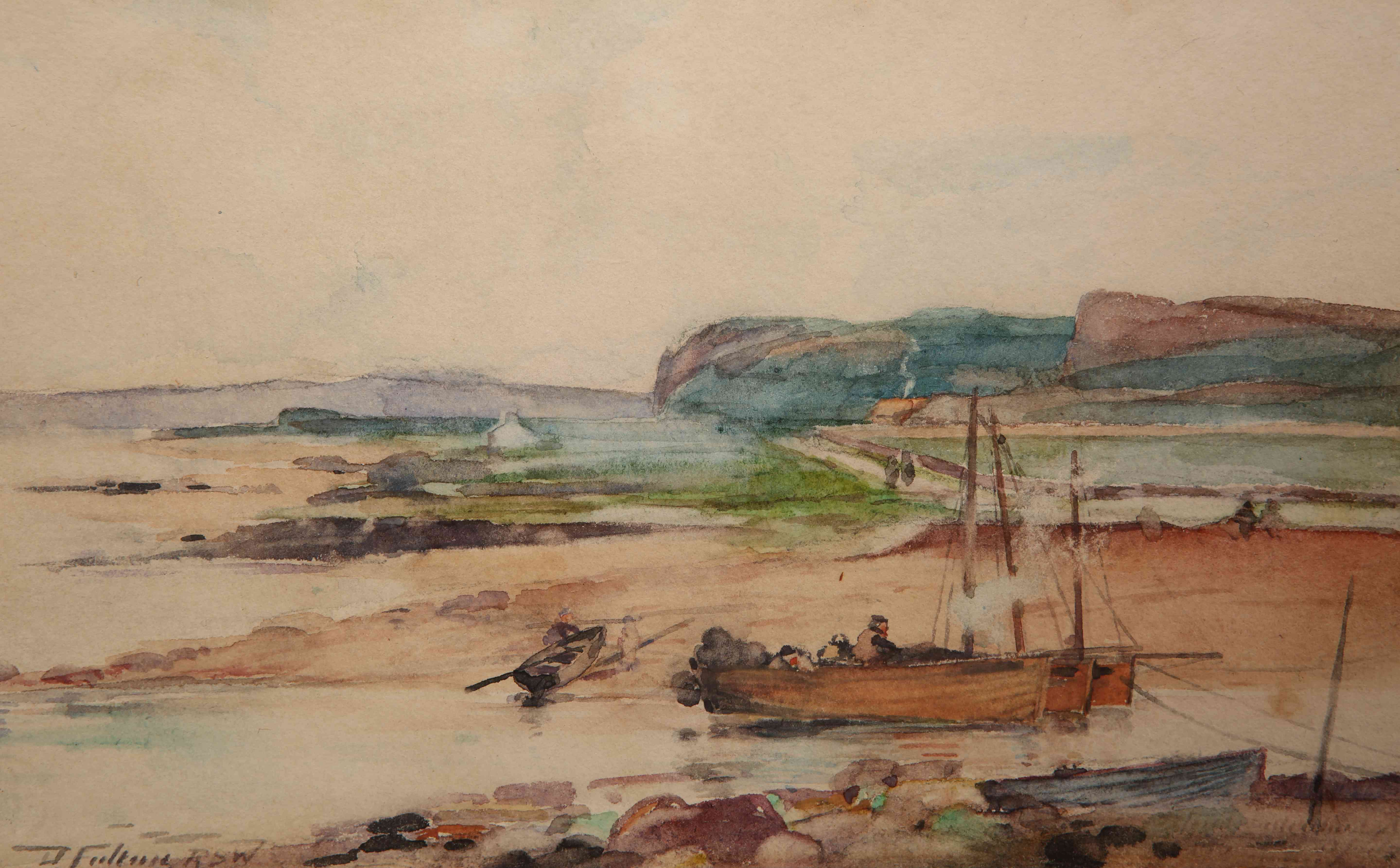 DAVID FULTON (1848-1930), OFF THE SCOTTISH COAST, signed lower left, watercolour, framed. 14.