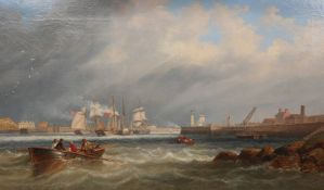 JOHN WILSON CARMICHAEL (1800-1868), SHIPPING OFF SUNDERLAND HARBOUR, signed J.W.