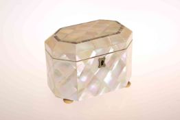 A MID VICTORIAN MOTHER-OF-PEARL TEA CADDY, of canted rectangular form,